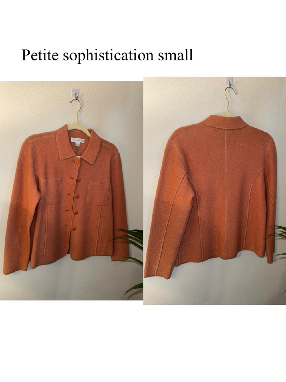 Petite Sophisticate Orange Button-Front Knit Cardigan